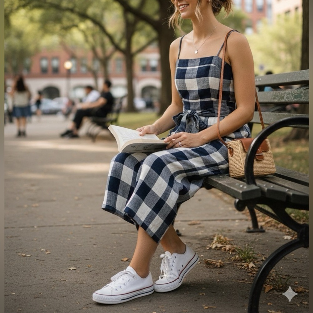 J. Crew Blue and White Halter Romper
